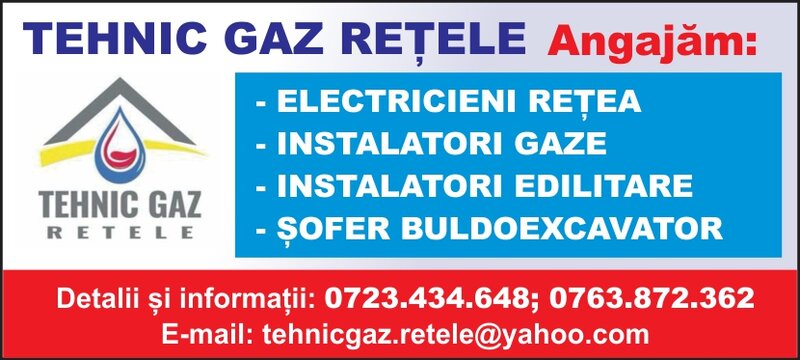 Angajam necalificati si instalatori de gaze.