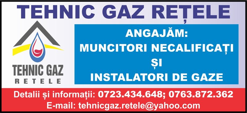 Angajam necalificati si instalatori de gaze.